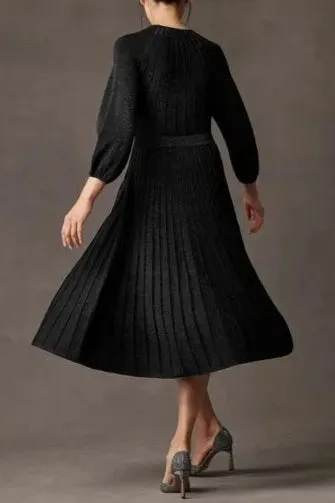Knitted Dress in Black Metallic Midi Gloria Lanvin
