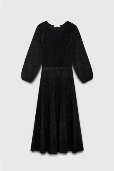 Knitted Dress in Black Metallic Midi Gloria Lanvin