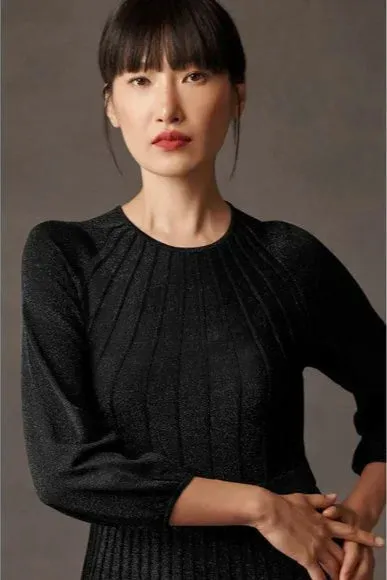Knitted Dress in Black Metallic Midi Gloria Lanvin