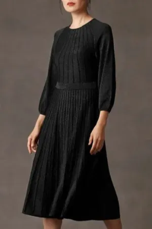 Knitted Dress in Black Metallic Midi Gloria Lanvin