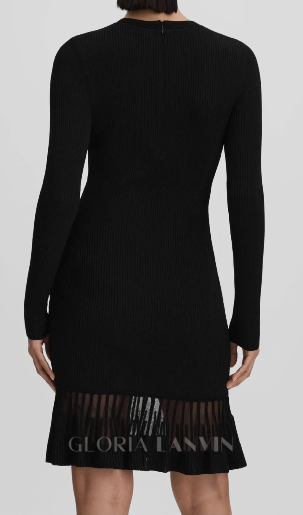 knitted sheer flared mini dress in black Gloria Lanvin