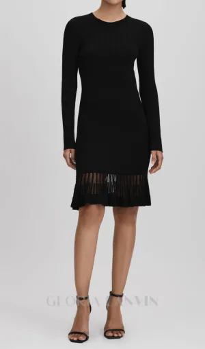 knitted sheer flared mini dress in black Gloria Lanvin