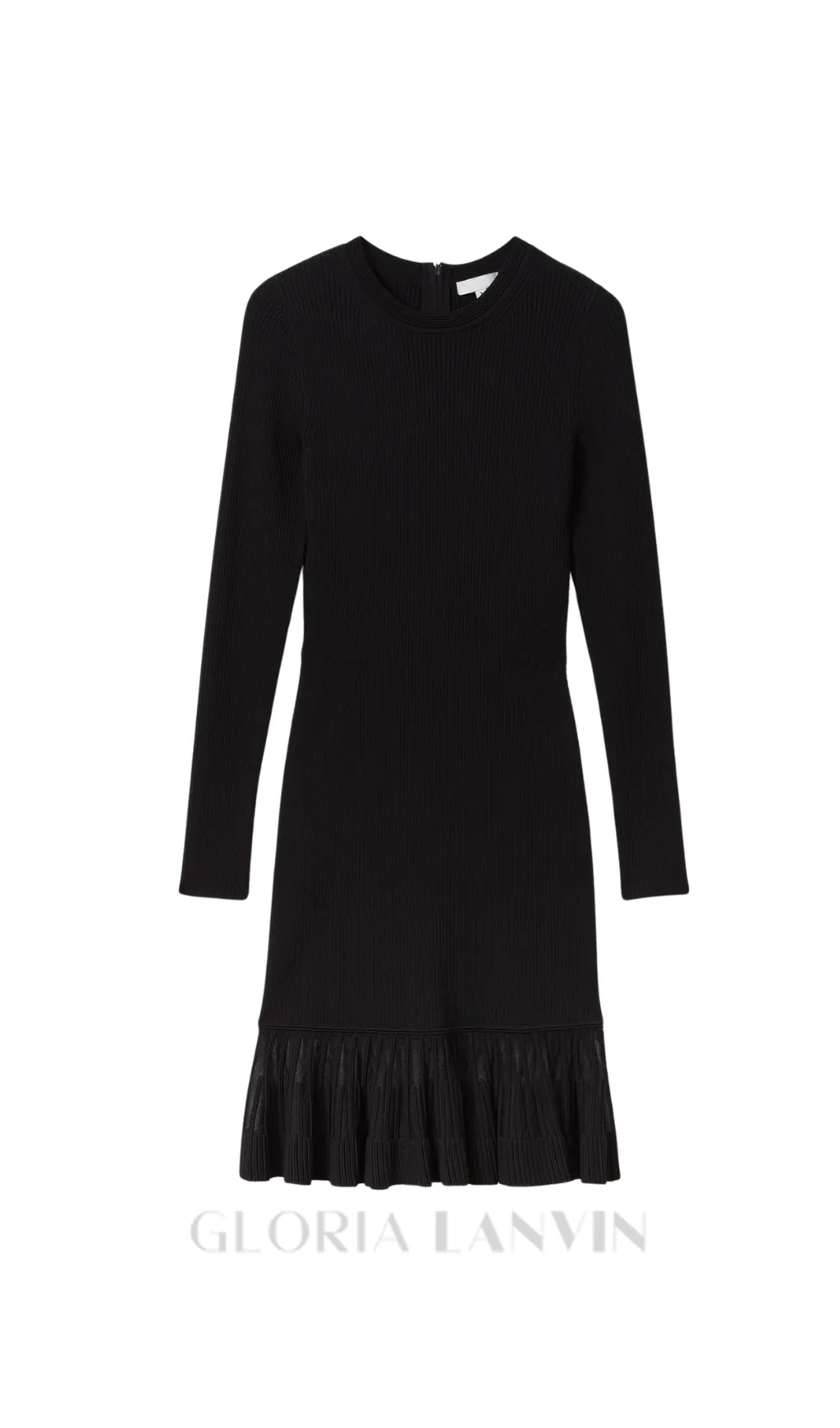 knitted sheer flared mini dress in black Gloria Lanvin