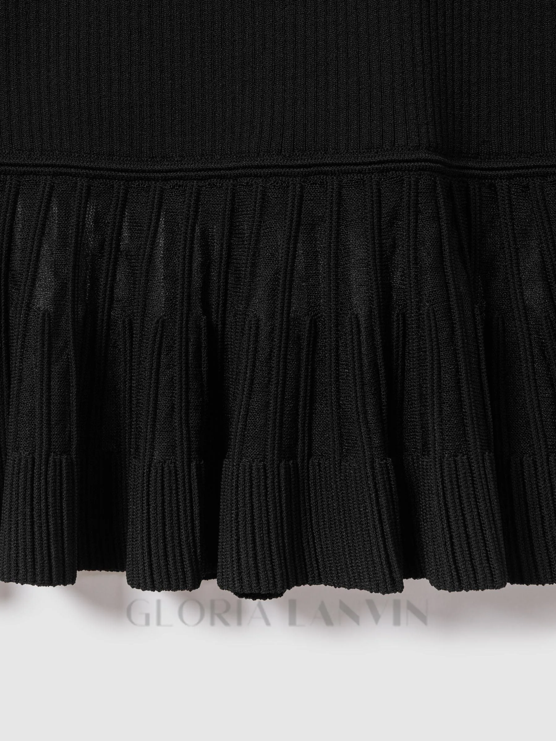 knitted sheer flared mini dress in black Gloria Lanvin