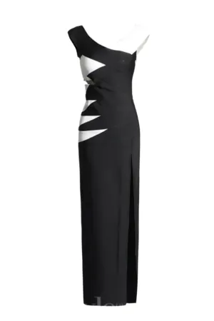 KORINA OFF SHOULDER CUTOUT HIGHSLIT DRESS IN BLACK Gloria Lanvin