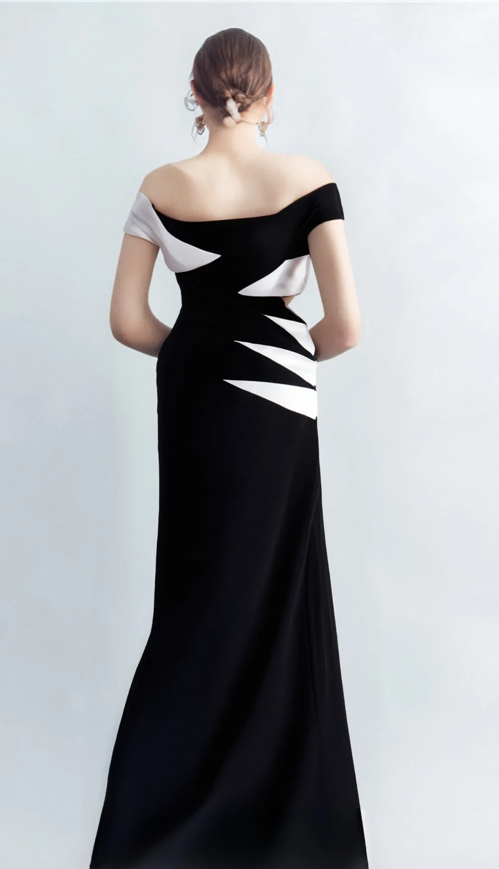 KORINA OFF SHOULDER CUTOUT HIGHSLIT DRESS IN BLACK Gloria Lanvin