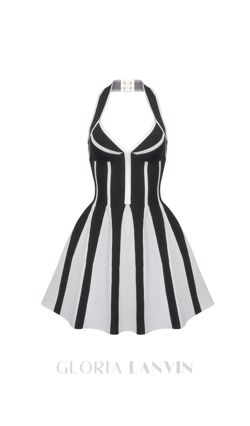 Kriaden Flared Halter Knit Mini Dress Gloria Lanvin