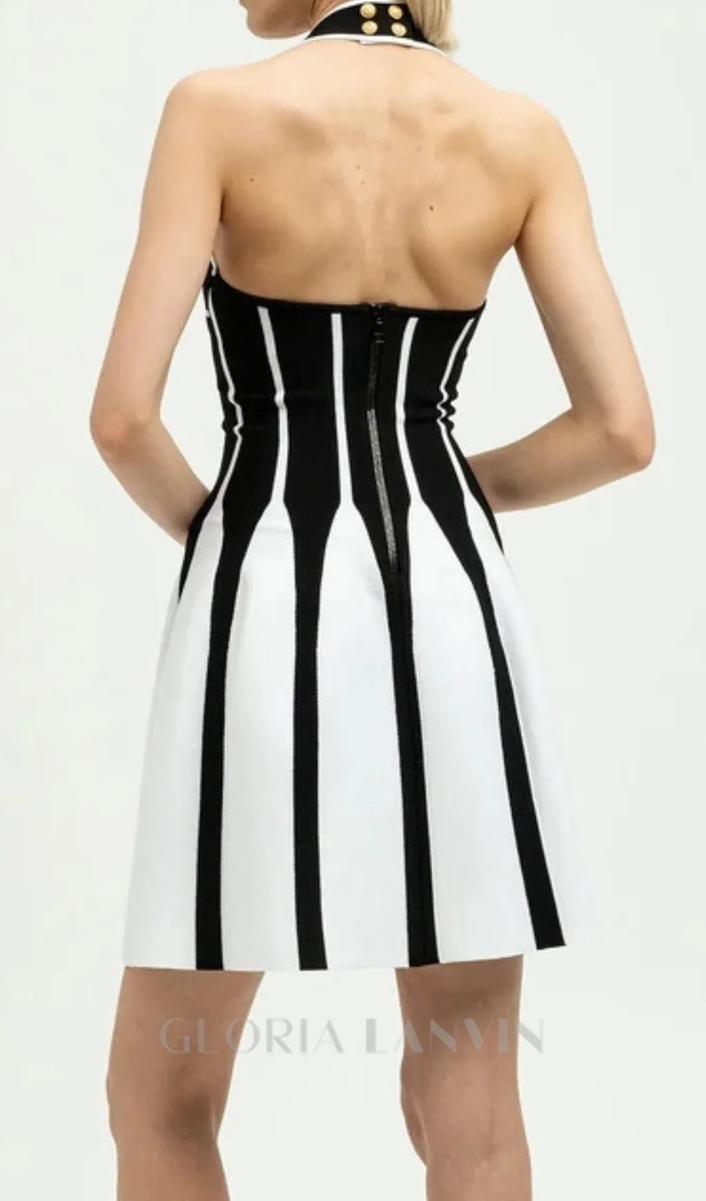 Kriaden Flared Halter Knit Mini Dress Gloria Lanvin
