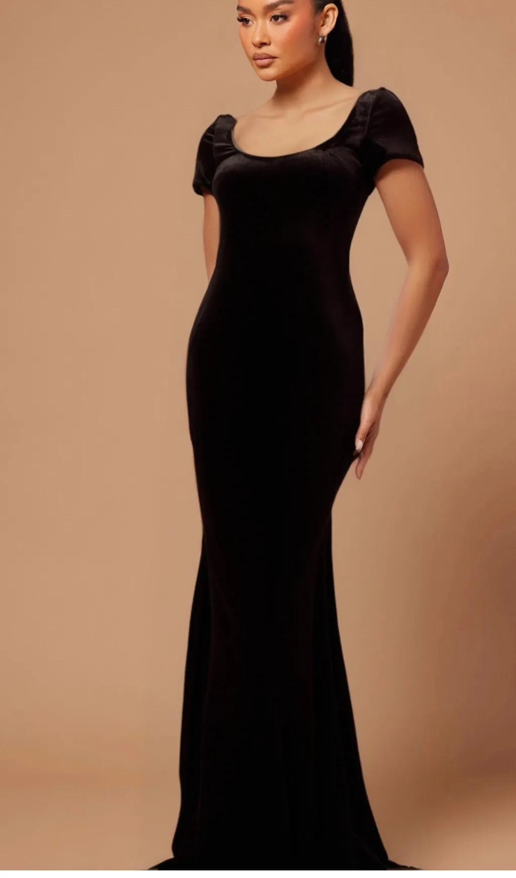 Kristin black faux-pearl embellished velvet maxi dress Gloria Lanvin