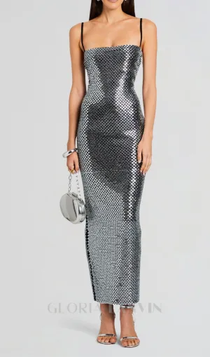 Kyree Embellished Knit midi Dress in black Gloria Lanvin