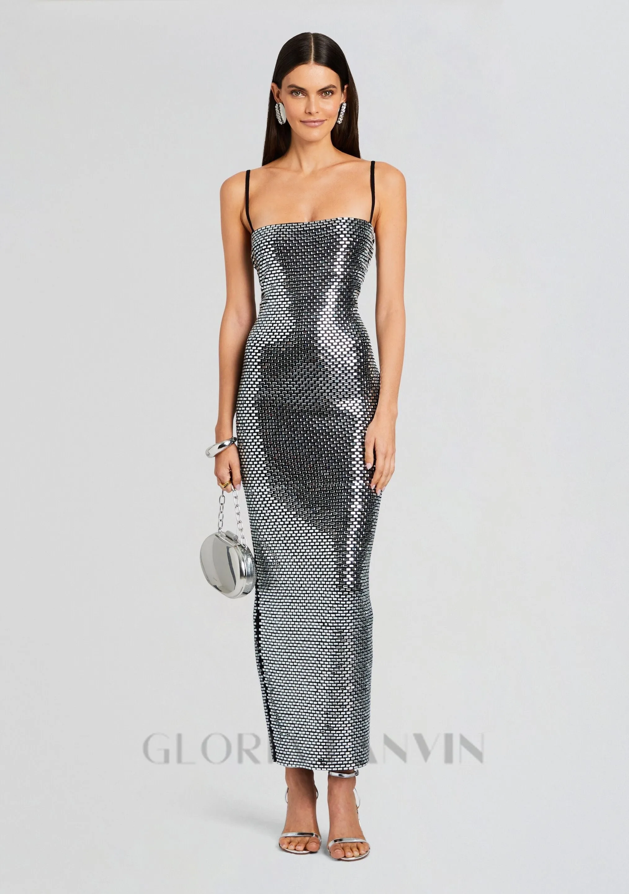 Kyree Embellished Knit midi Dress in black Gloria Lanvin