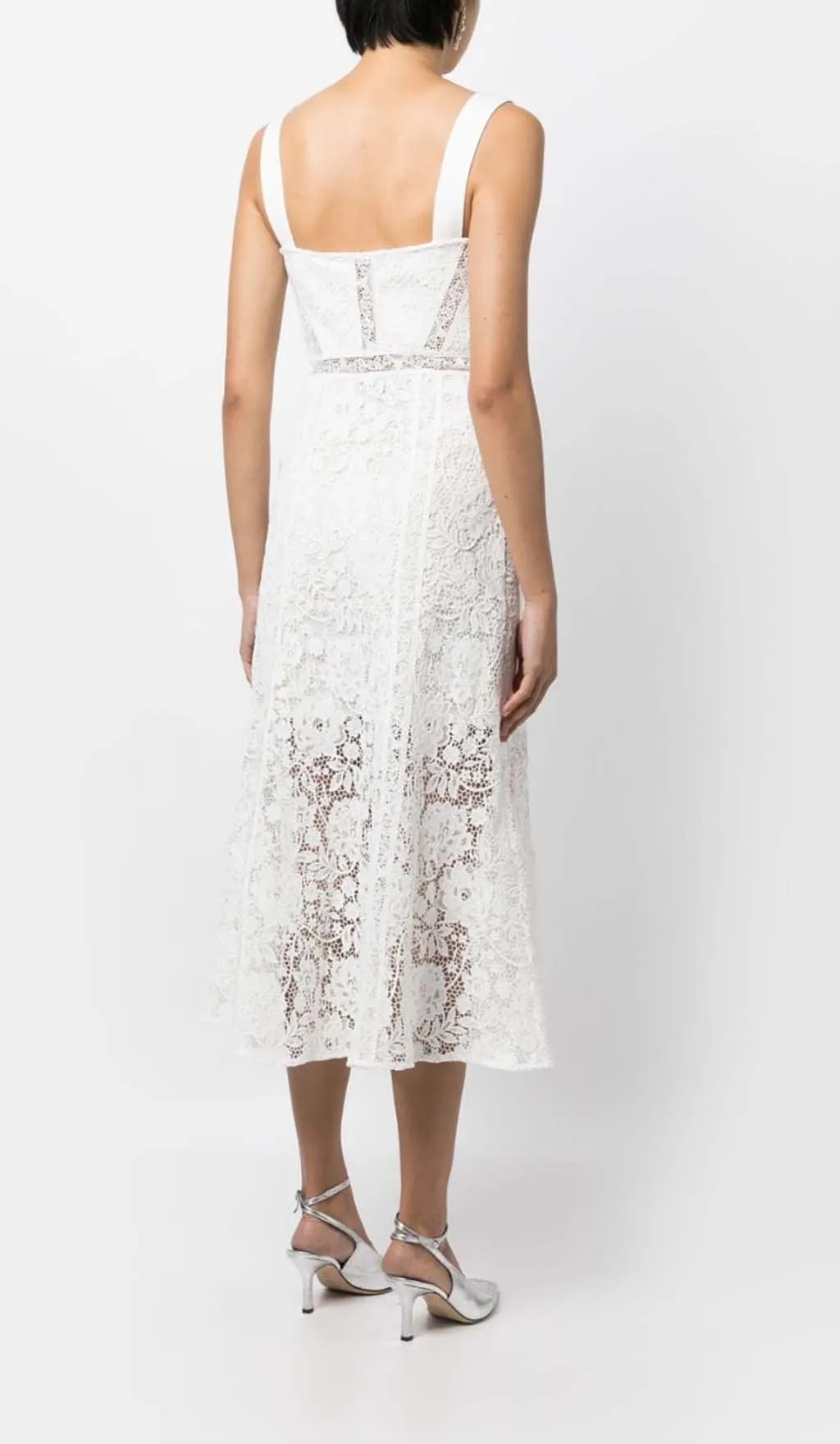 LACE DETAIL STRAPPY MIDI DRESS IN WHITE Gloria Lanvin