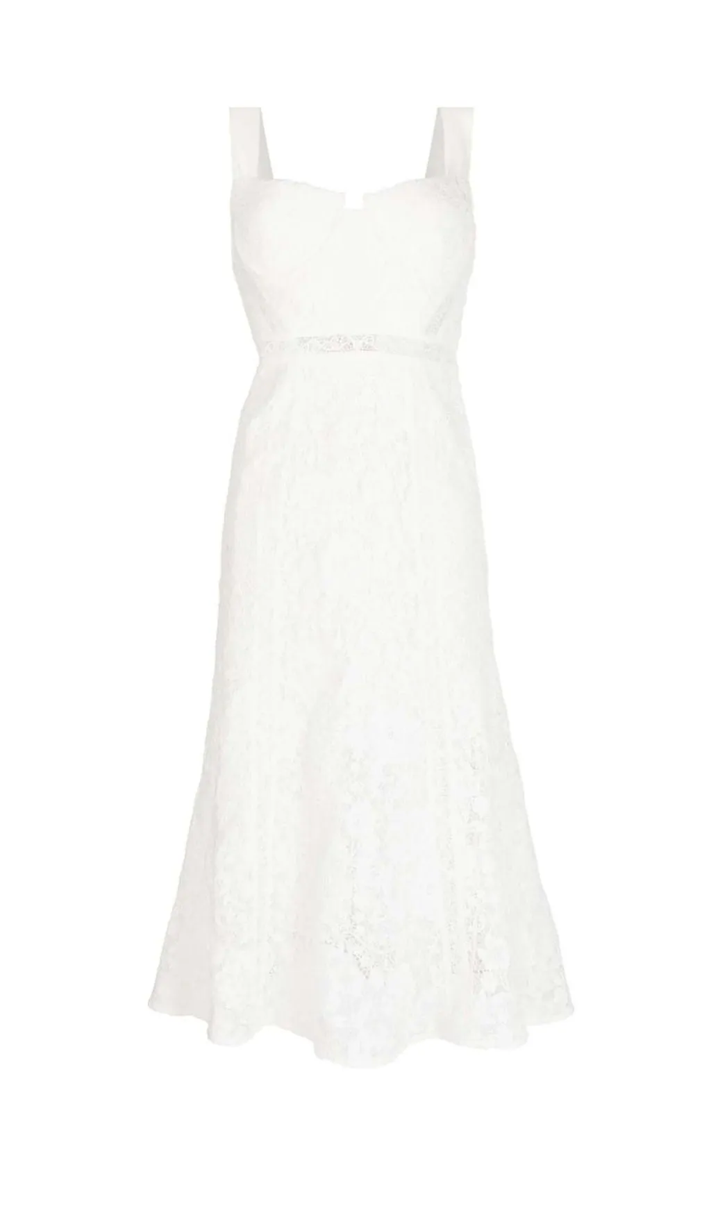 LACE DETAIL STRAPPY MIDI DRESS IN WHITE Gloria Lanvin