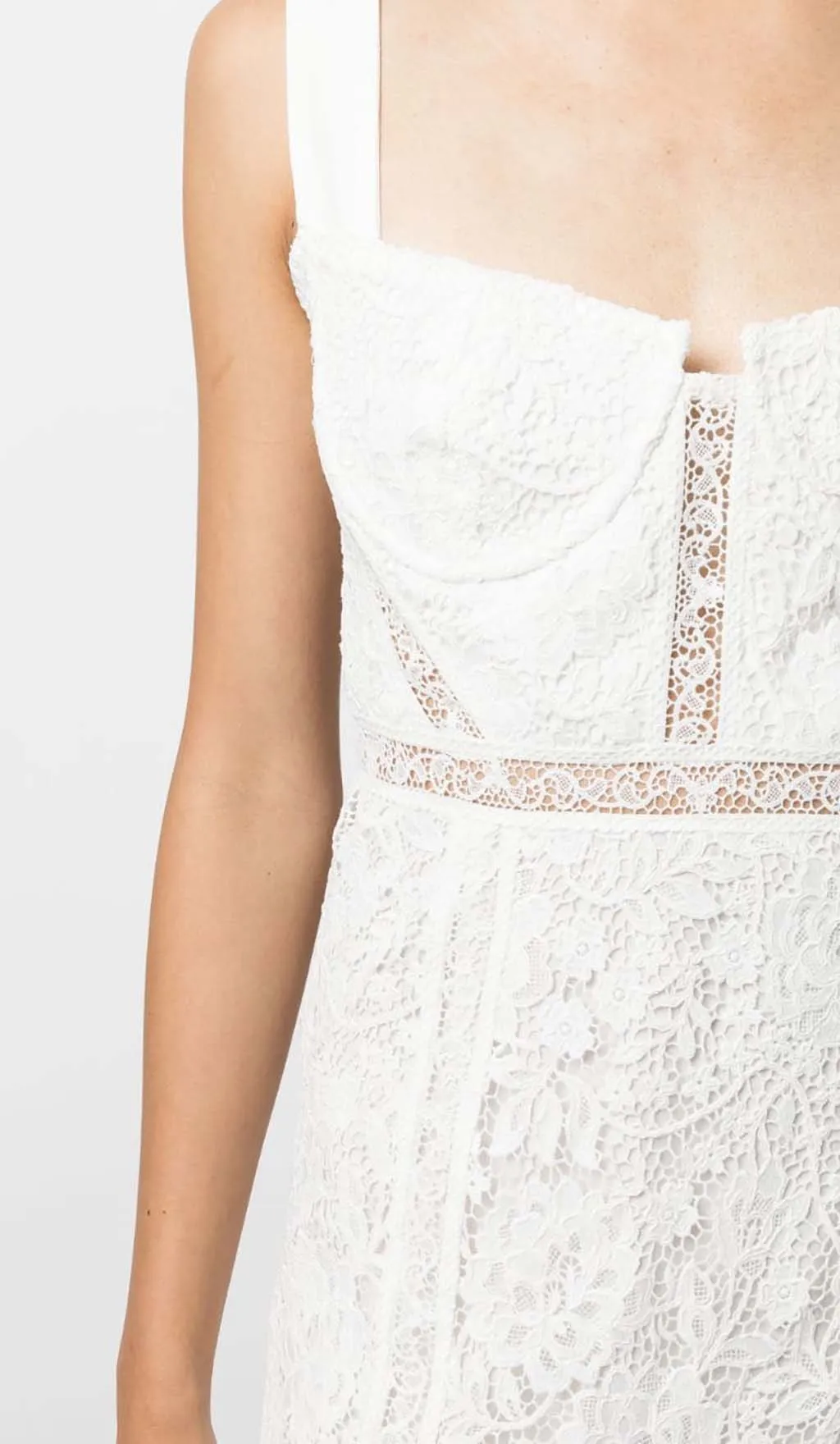 LACE DETAIL STRAPPY MIDI DRESS IN WHITE Gloria Lanvin
