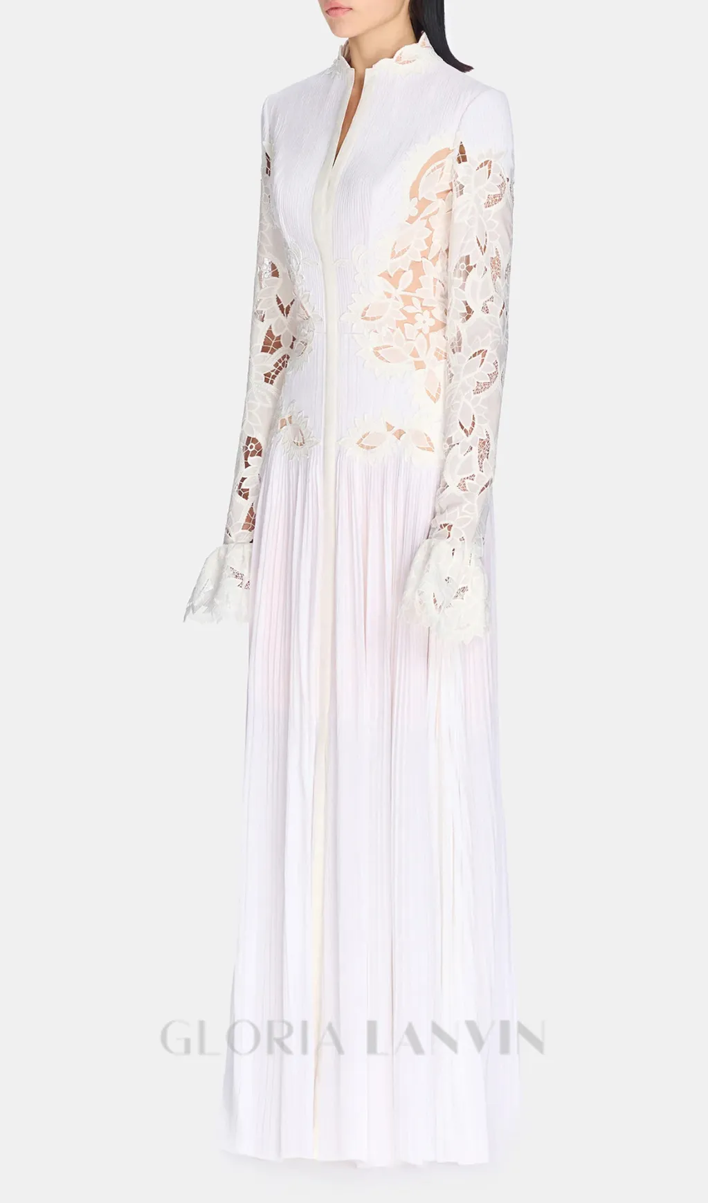lace embroidered hollow maxi dress in white Gloria Lanvin