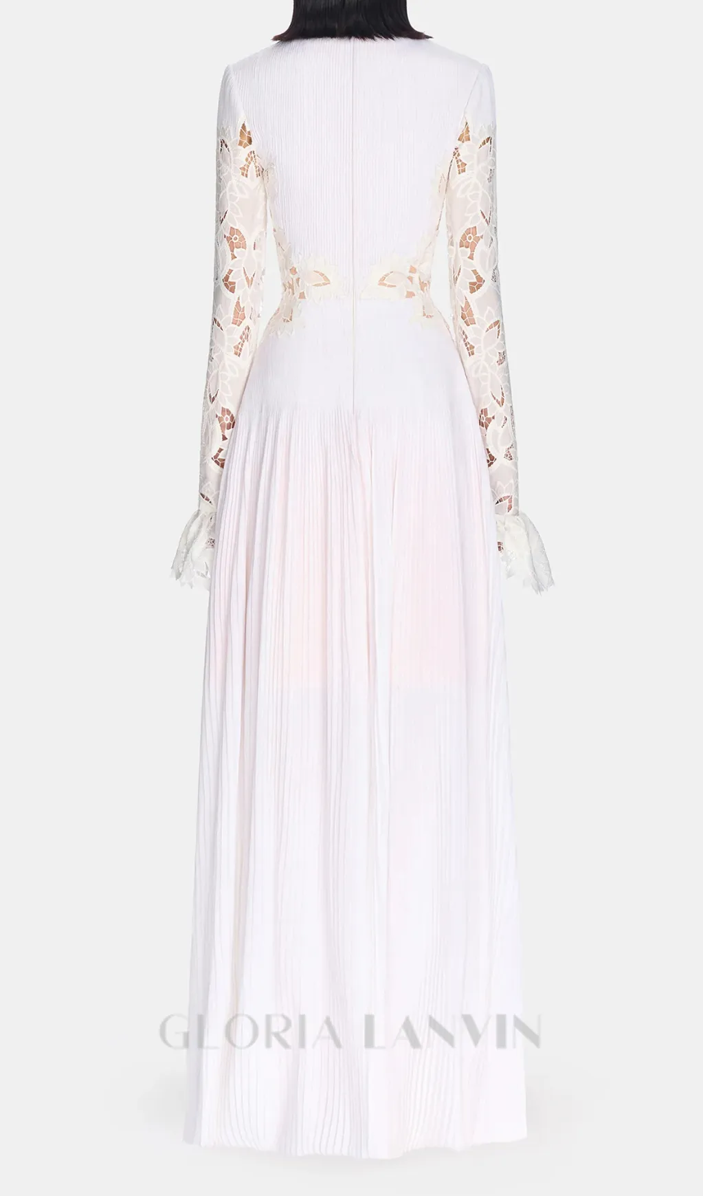 lace embroidered hollow maxi dress in white Gloria Lanvin