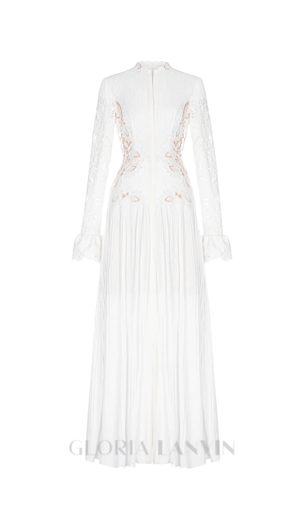 lace embroidered hollow maxi dress in white Gloria Lanvin