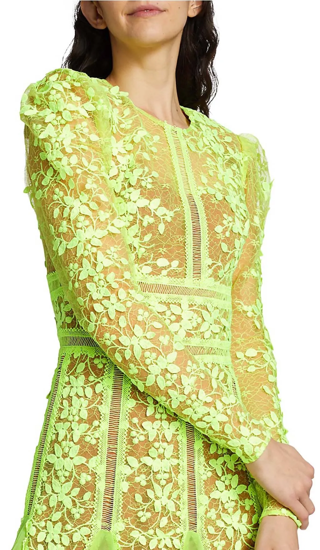LACE PLATED MIDI DRESS IN GREEN Gloria Lanvin