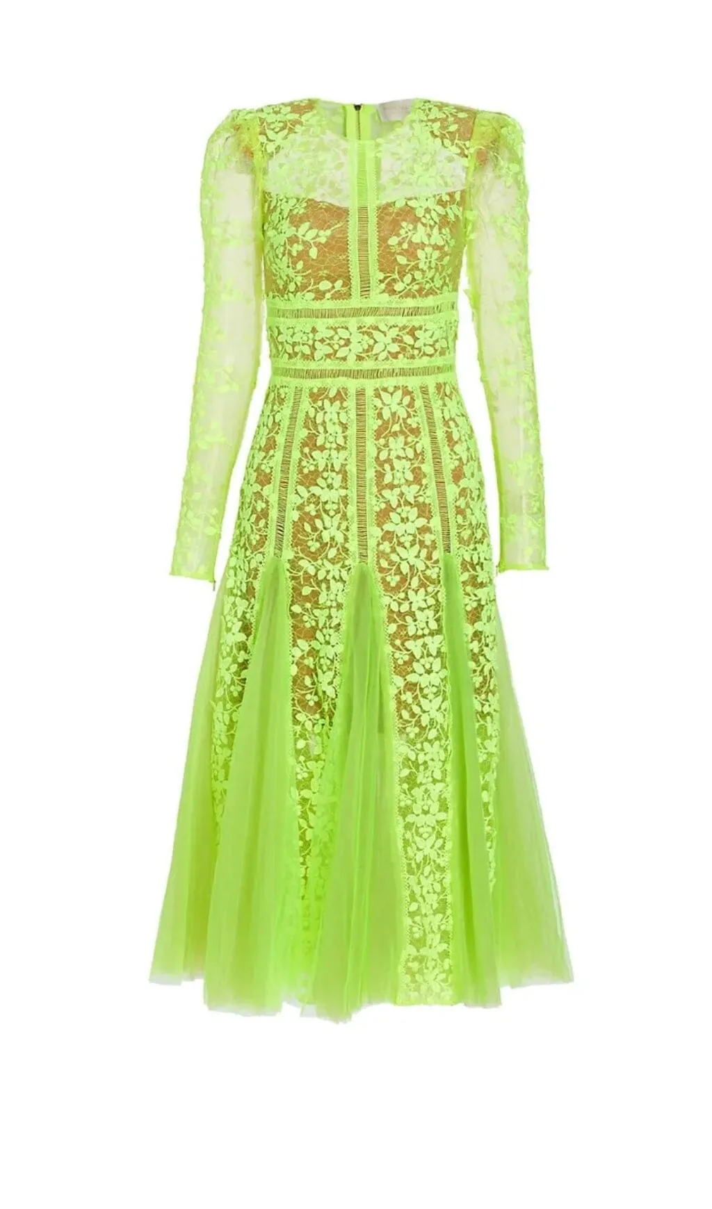 LACE PLATED MIDI DRESS IN GREEN Gloria Lanvin