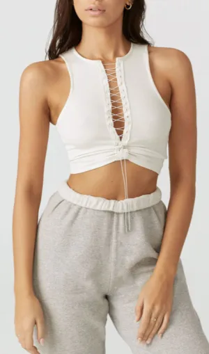 LACE UP CROP TANK Gloria Lanvin