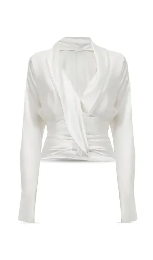 LAILA SILK DRAPE TUX BLOUSE Gloria Lanvin