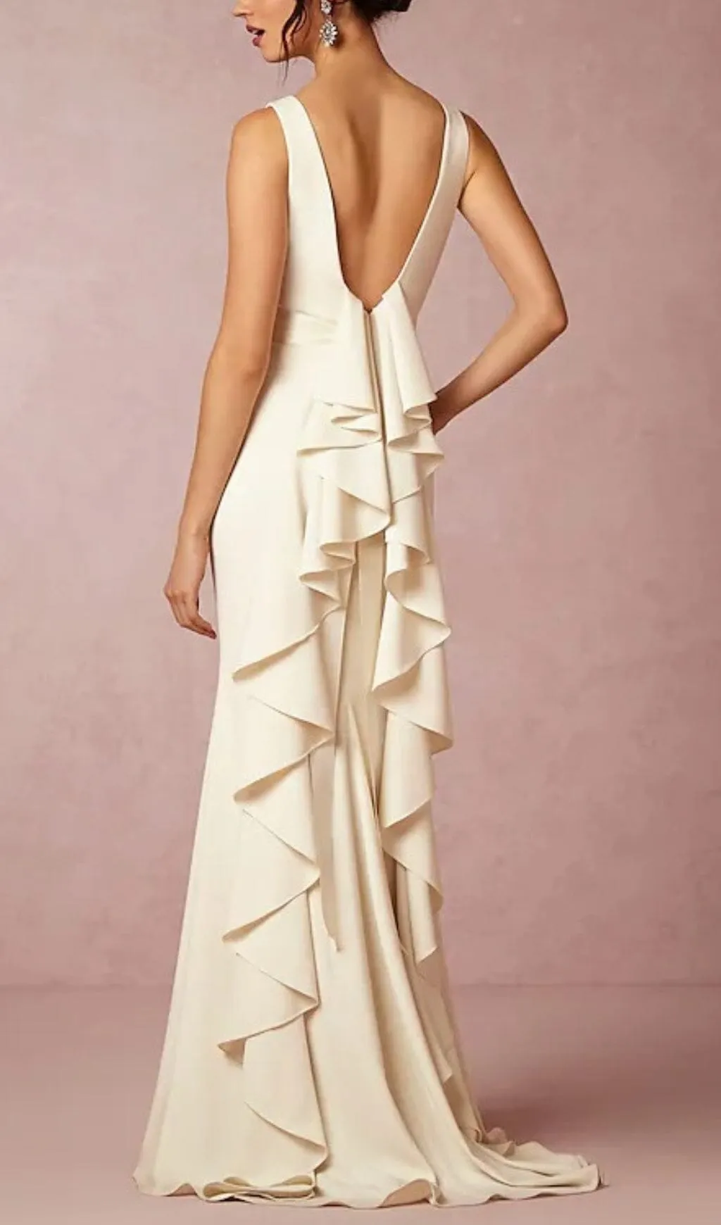 LAMINATED RUFFLE SLEEVELESS DRESS IN WHITE Gloria Lanvin