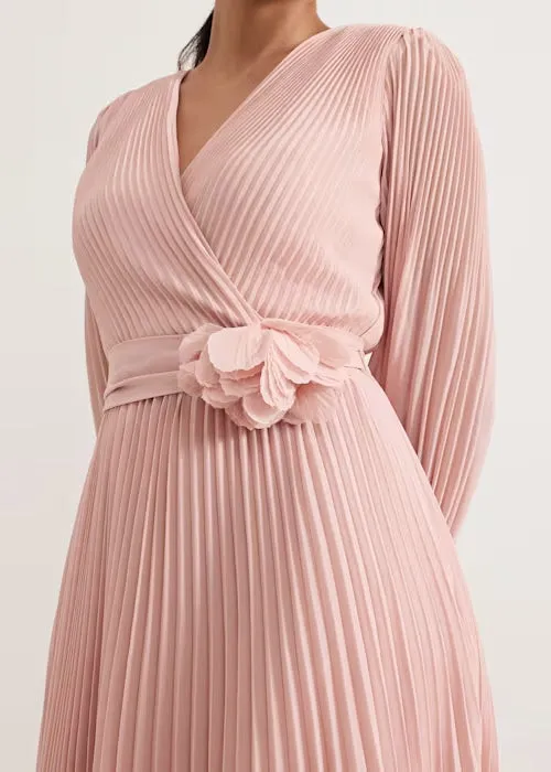 lantern sleeve pleated maxi dress in pale pink Gloria Lanvin