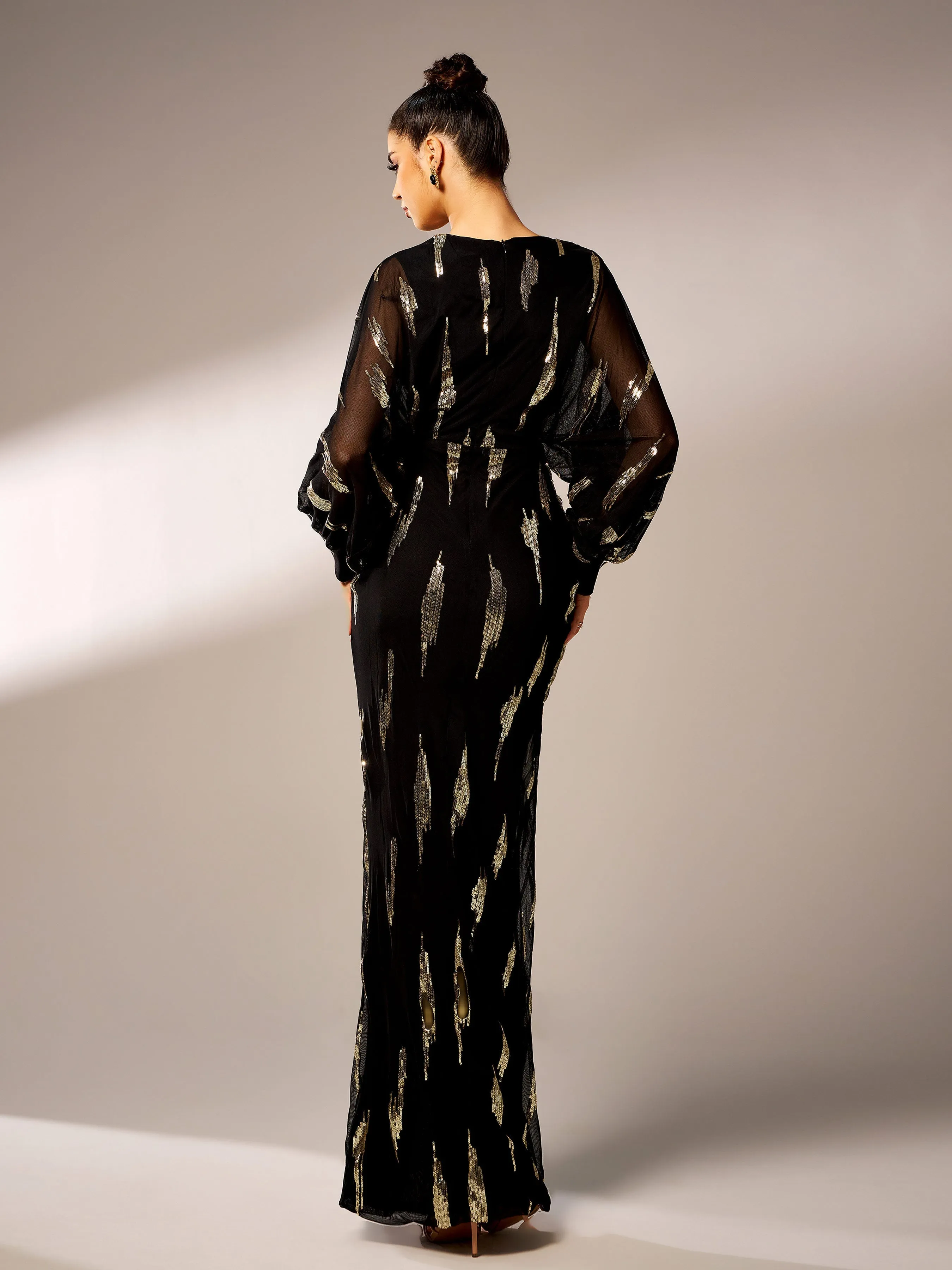 Lantern Sleeve Sequin Prom Dress Gloria Lanvin