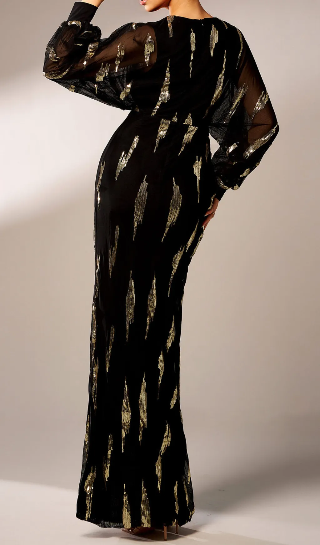 Lantern Sleeve Sequin Prom Dress Gloria Lanvin