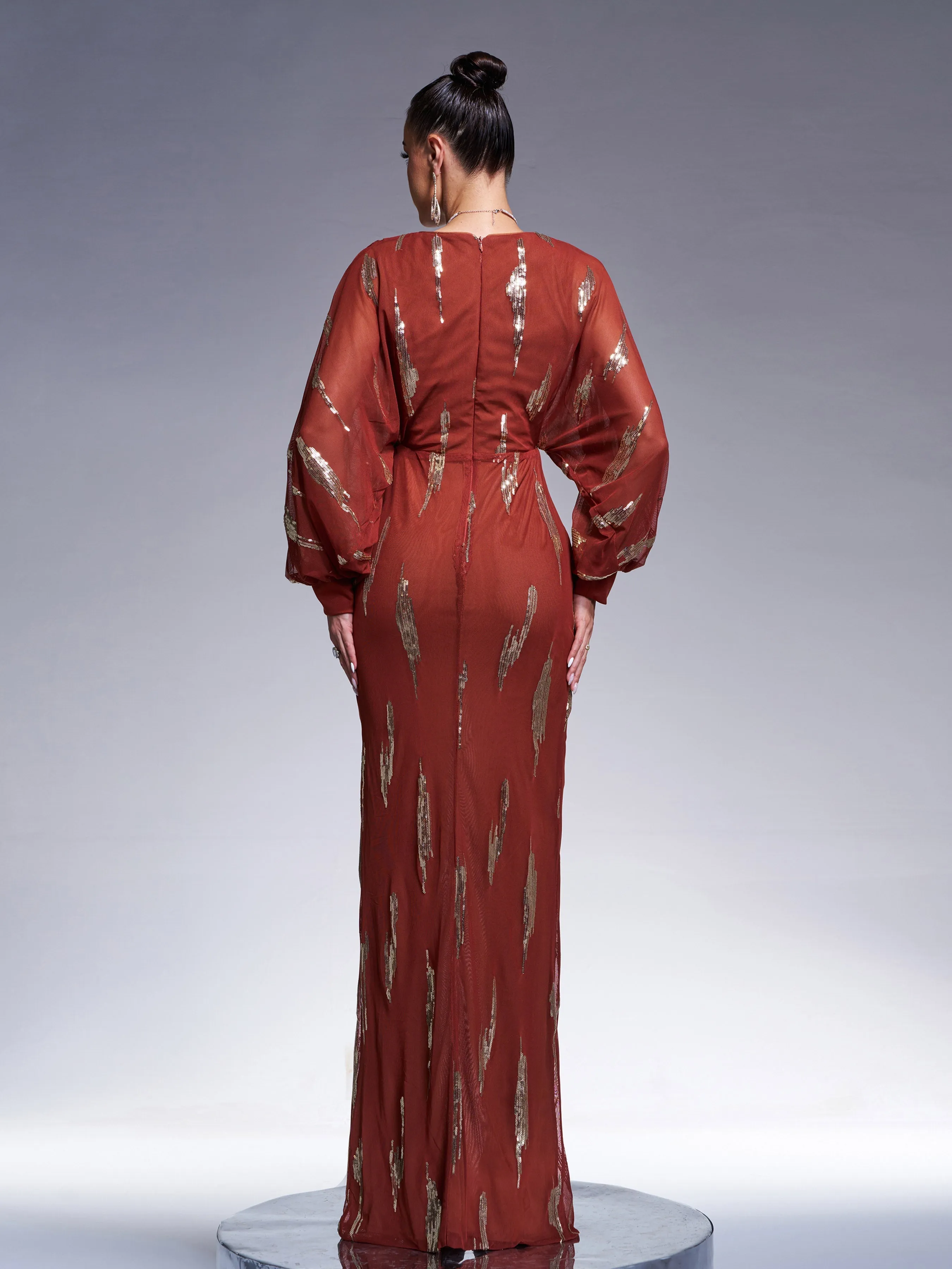 Lantern Sleeve Sequin Prom Dress Gloria Lanvin