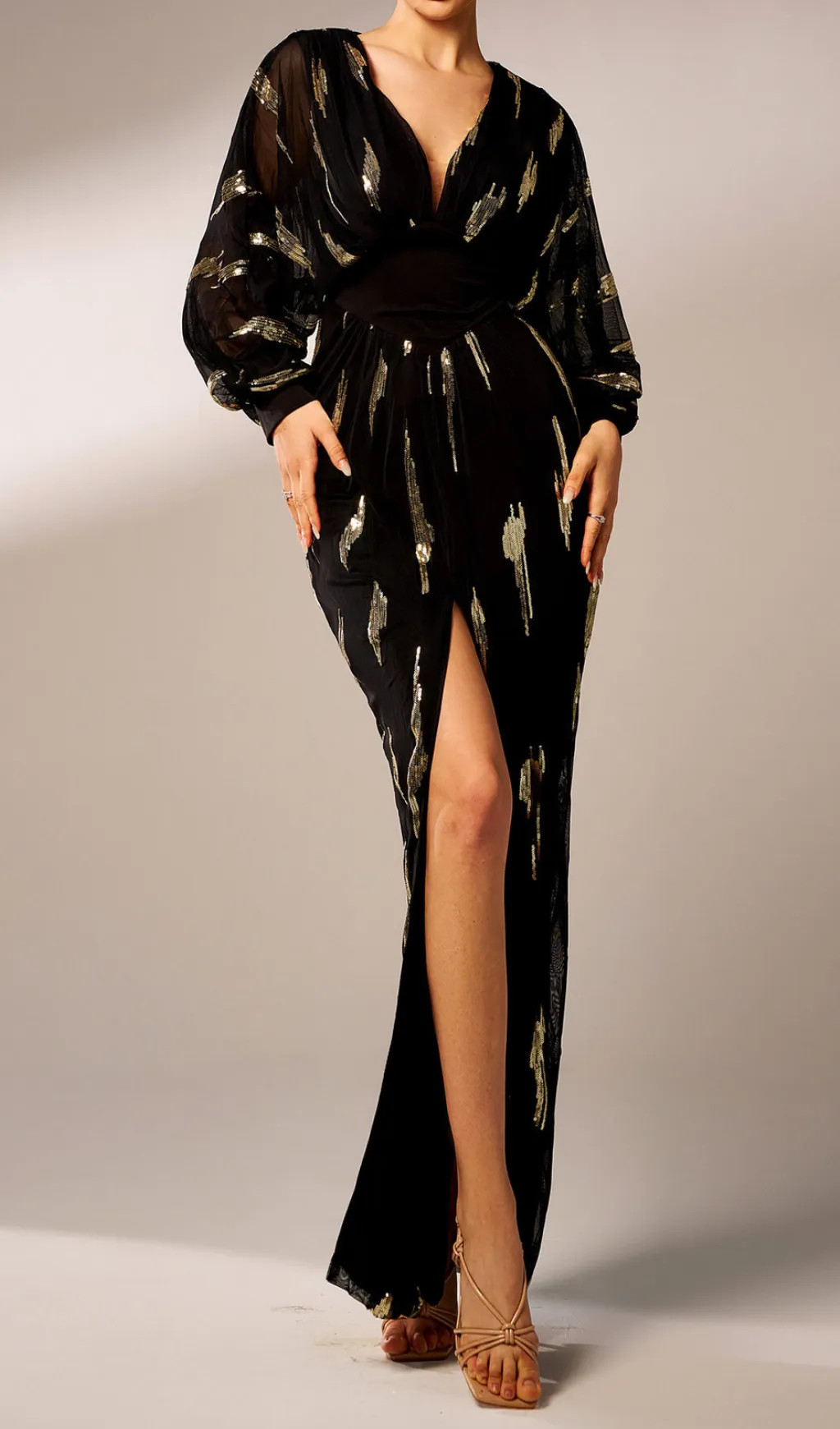 Lantern Sleeve Sequin Prom Dress Gloria Lanvin