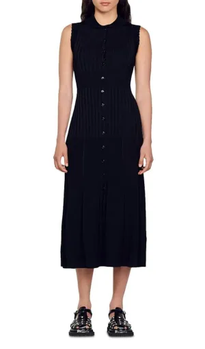 LAURENE SLEEVELESS RIBBED KNIT MIDI DRESS Gloria Lanvin