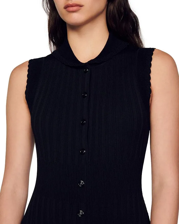LAURENE SLEEVELESS RIBBED KNIT MIDI DRESS Gloria Lanvin