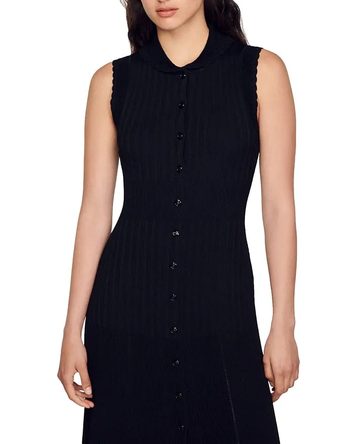 LAURENE SLEEVELESS RIBBED KNIT MIDI DRESS Gloria Lanvin