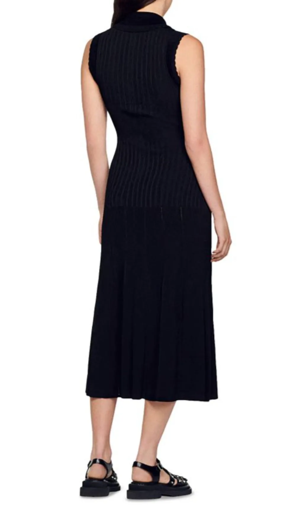 LAURENE SLEEVELESS RIBBED KNIT MIDI DRESS Gloria Lanvin