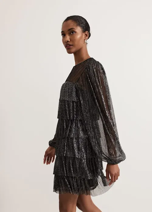 layer chiffon puff mini dress in black Gloria Lanvin