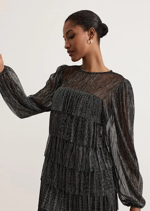 layer chiffon puff mini dress in black Gloria Lanvin