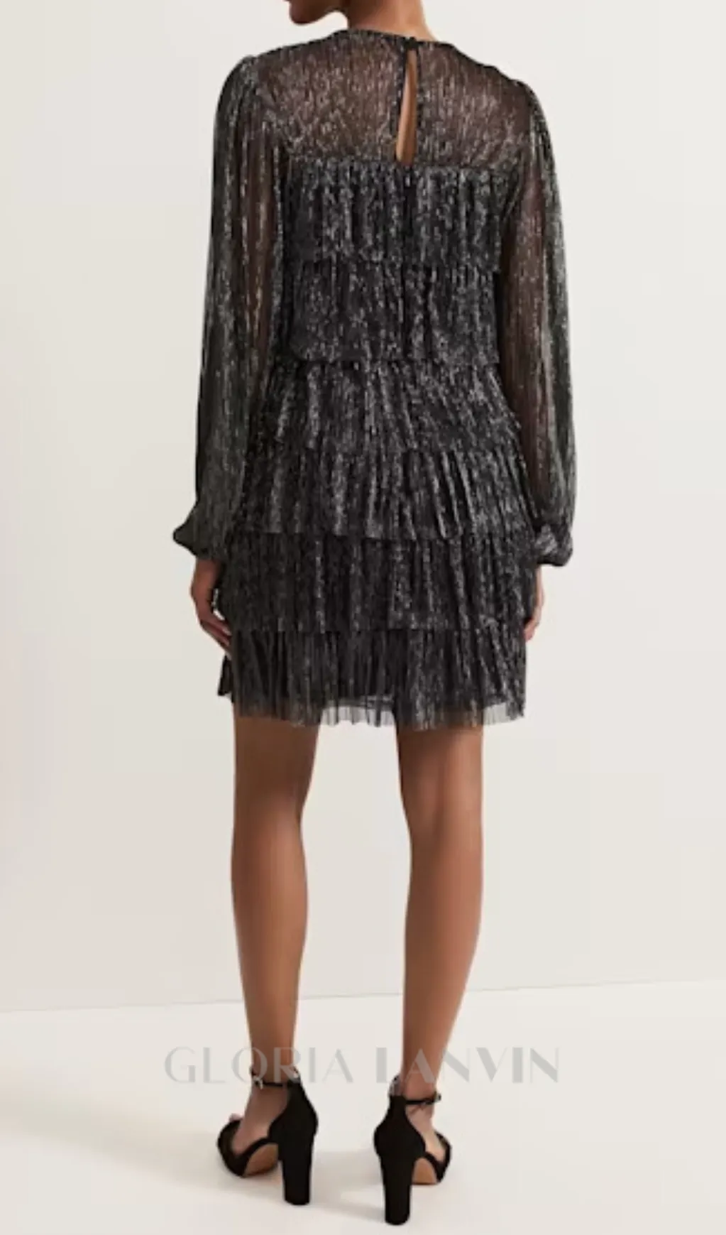 layer chiffon puff mini dress in black Gloria Lanvin