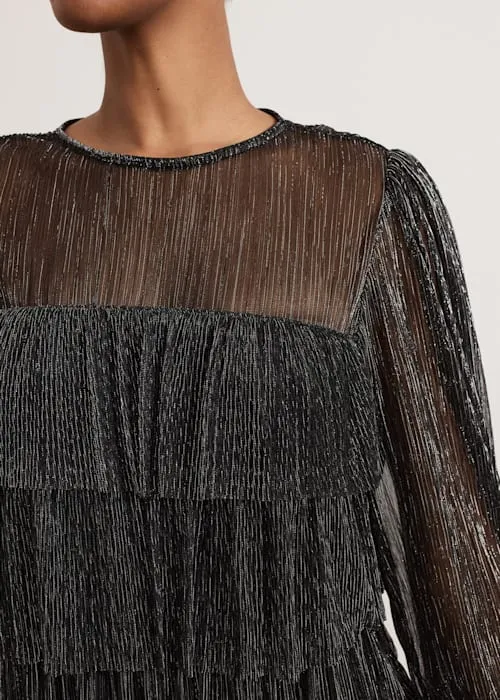 layer chiffon puff mini dress in black Gloria Lanvin