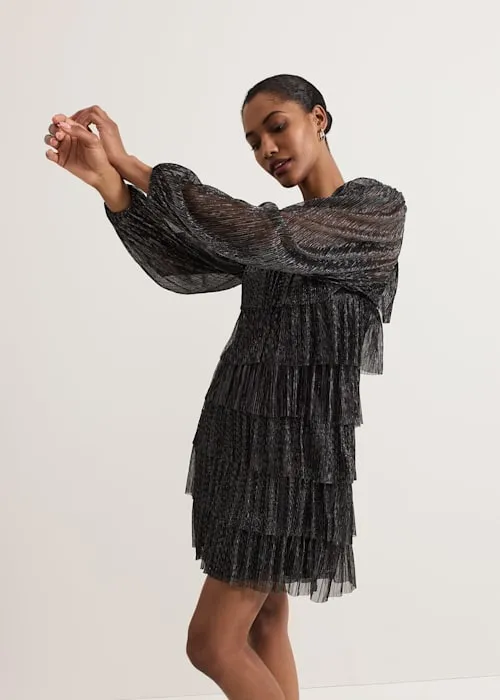 layer chiffon puff mini dress in black Gloria Lanvin