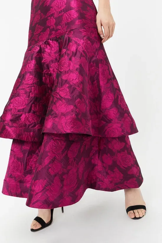 layer Jacquard Maxi dress in red Gloria Lanvin