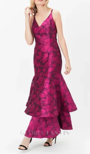 layer Jacquard Maxi dress in red Gloria Lanvin