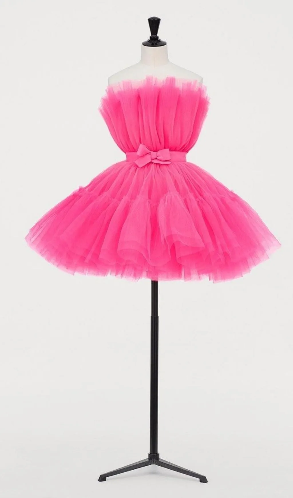 LAYERED STRAPLESS MINI DRESS IN HOT PINK Gloria Lanvin