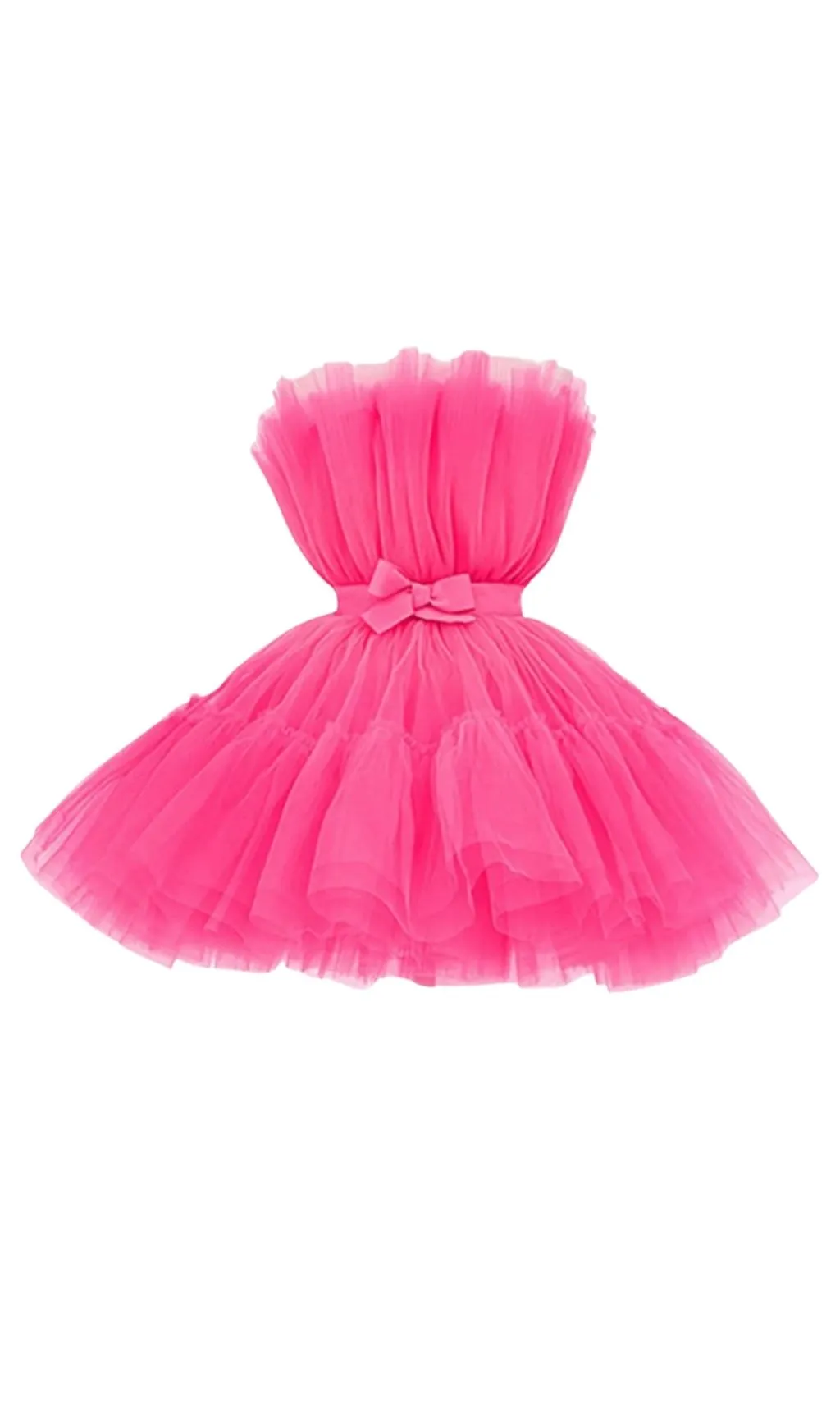 LAYERED STRAPLESS MINI DRESS IN HOT PINK Gloria Lanvin