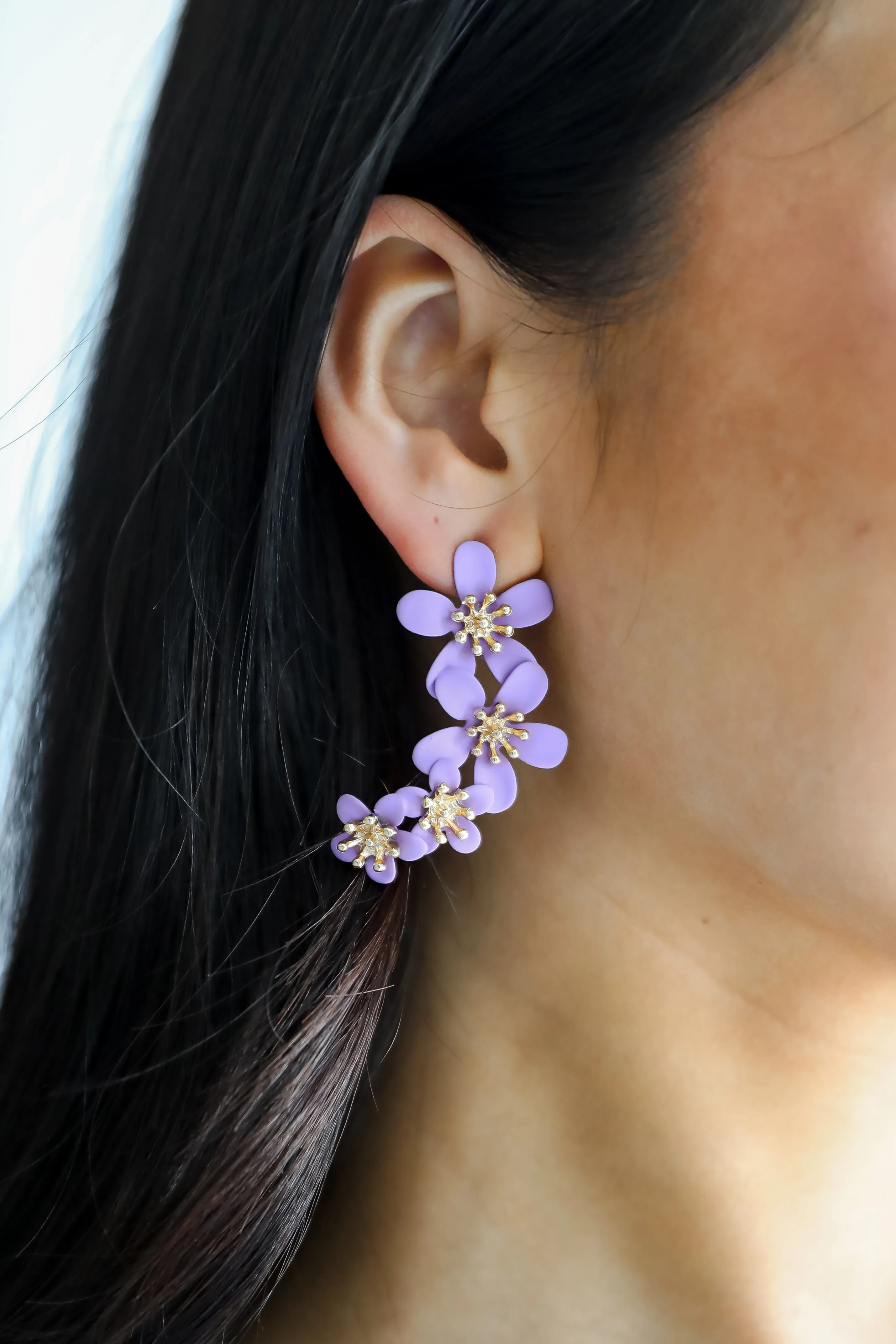 Layla Lavender Flower Drop Earrings