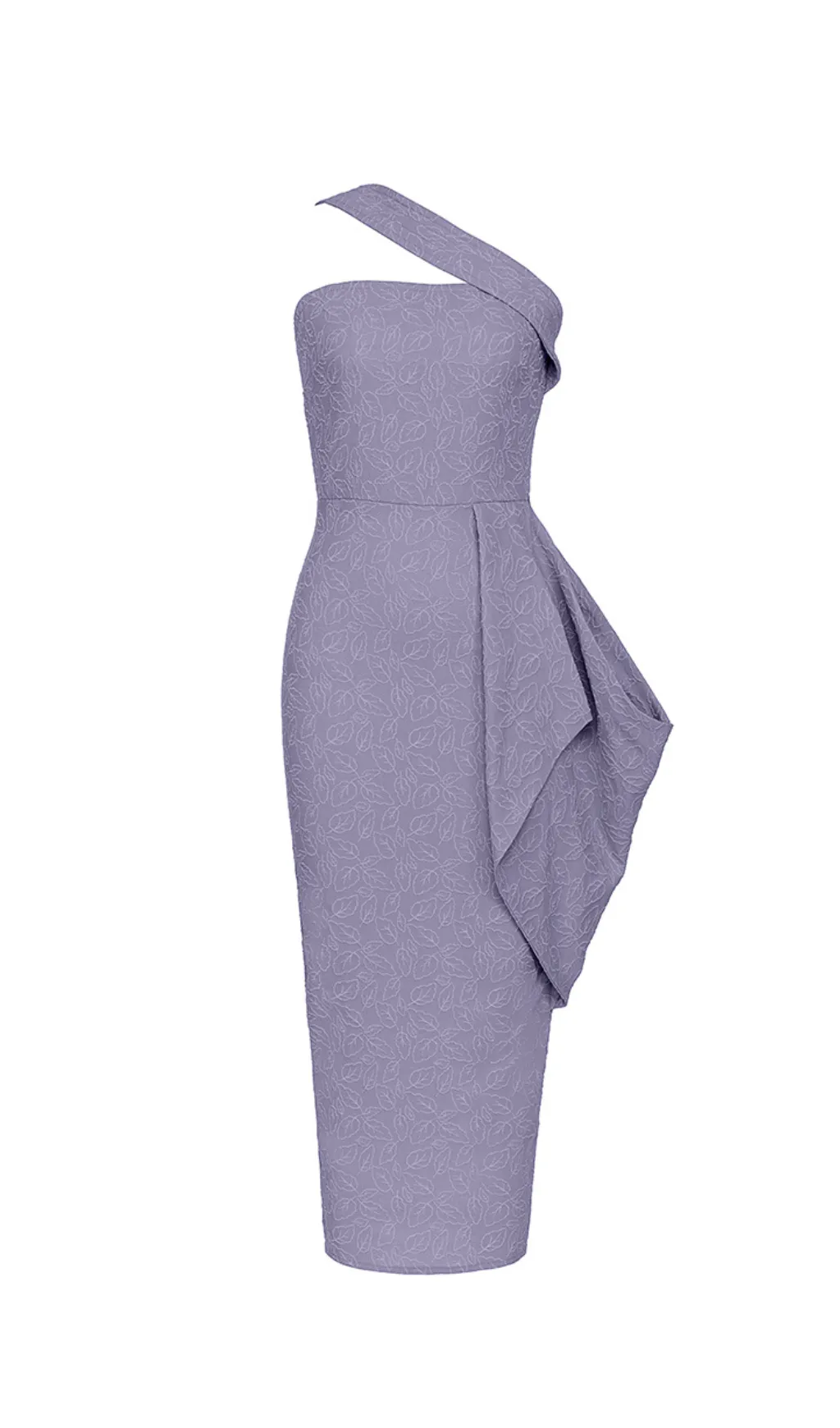 LEAF EMBROIDERY MIDI DRESS IN GREY PURPLE Gloria Lanvin