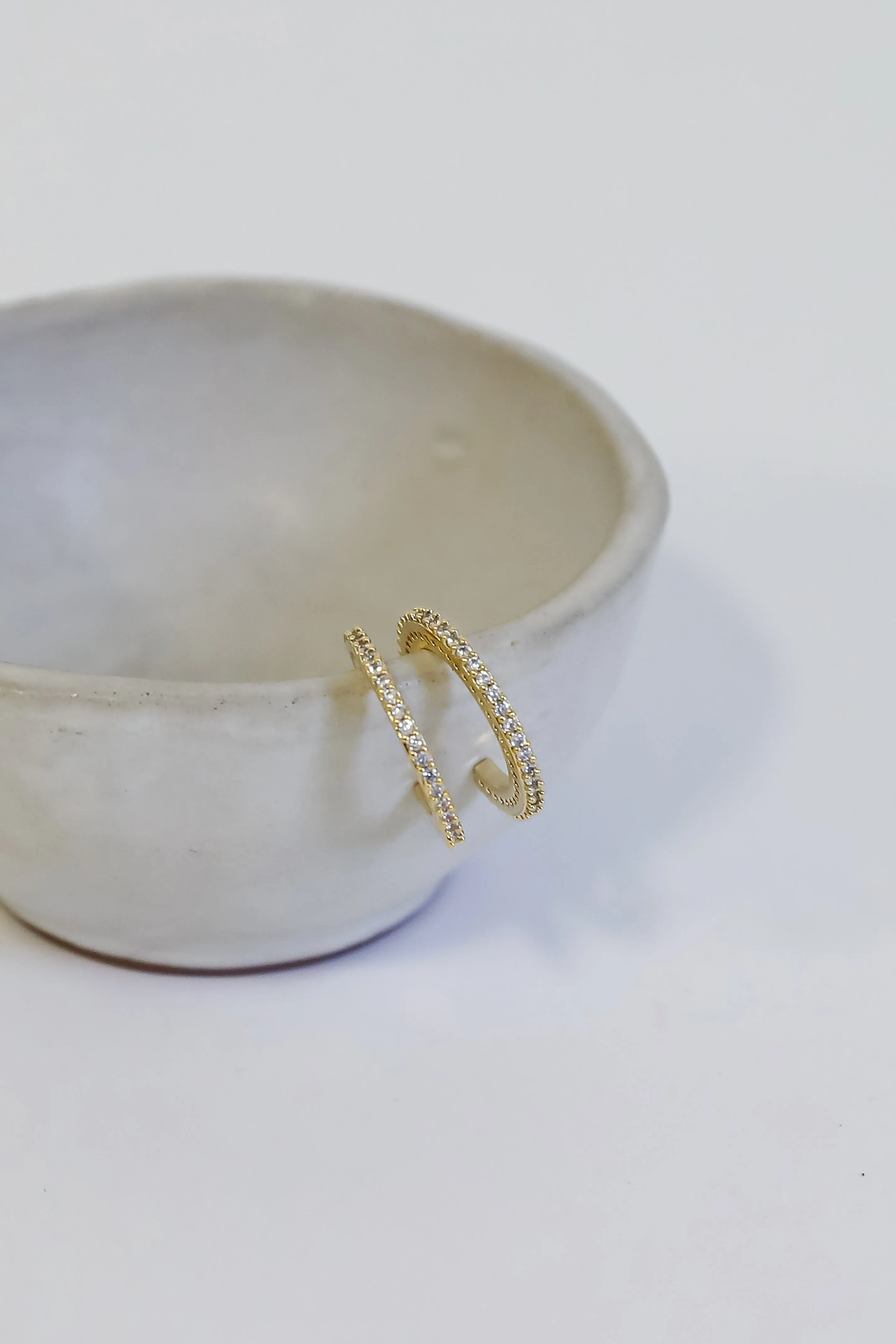 Lennon Gold Rhinestone Mini Hoop Earrings