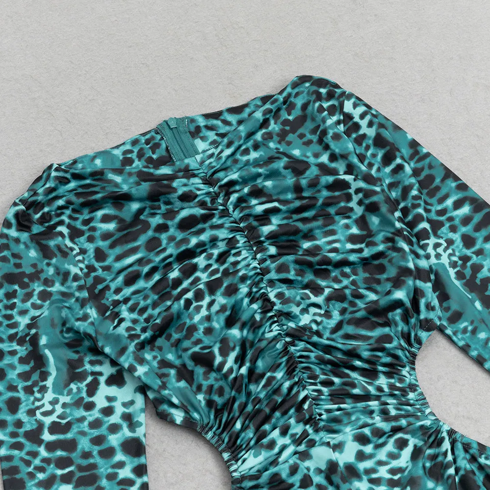 LEOPARD PRINT CUT OUT MERMAID HEM MAXI DRESS Gloria Lanvin