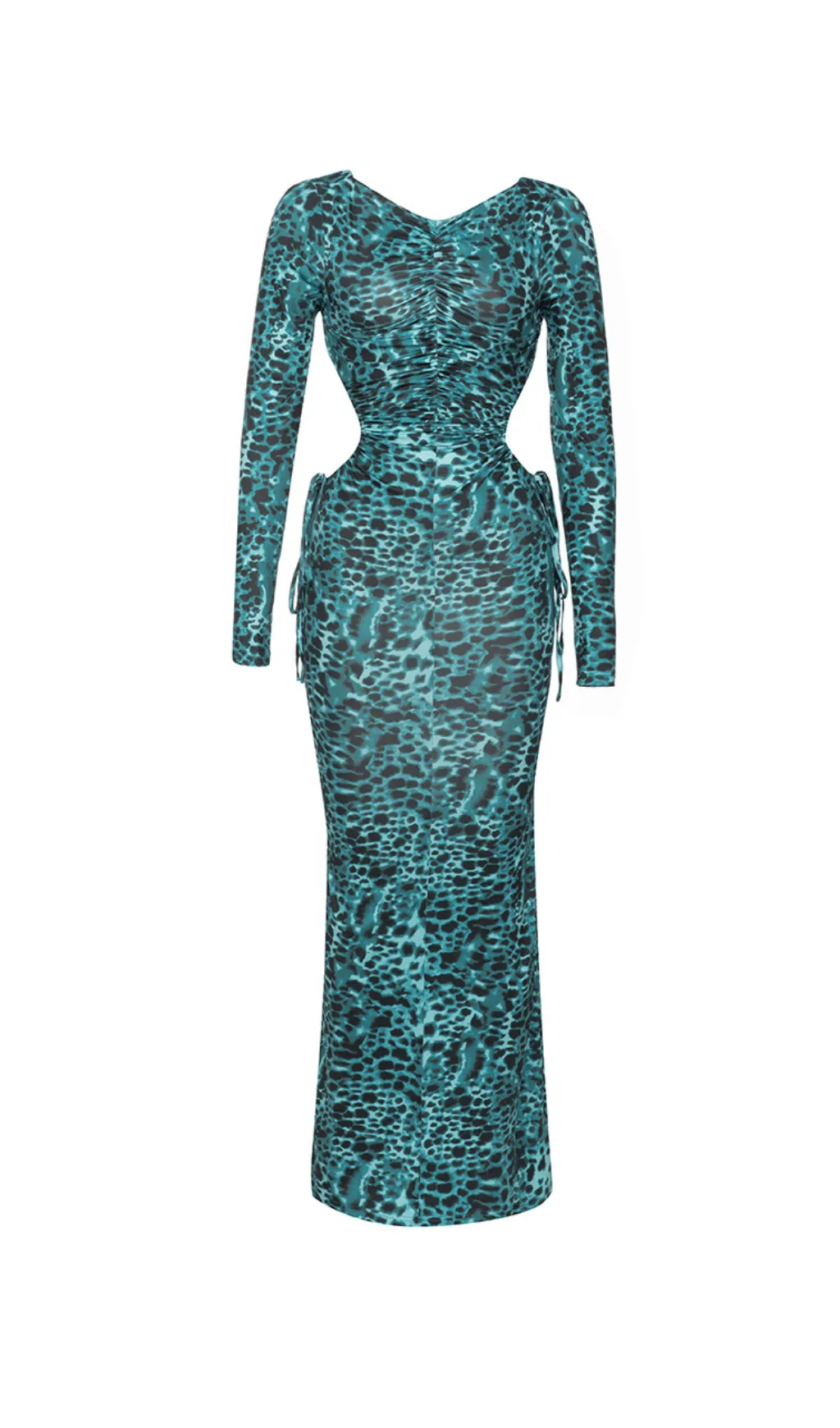 LEOPARD PRINT CUT OUT MERMAID HEM MAXI DRESS Gloria Lanvin