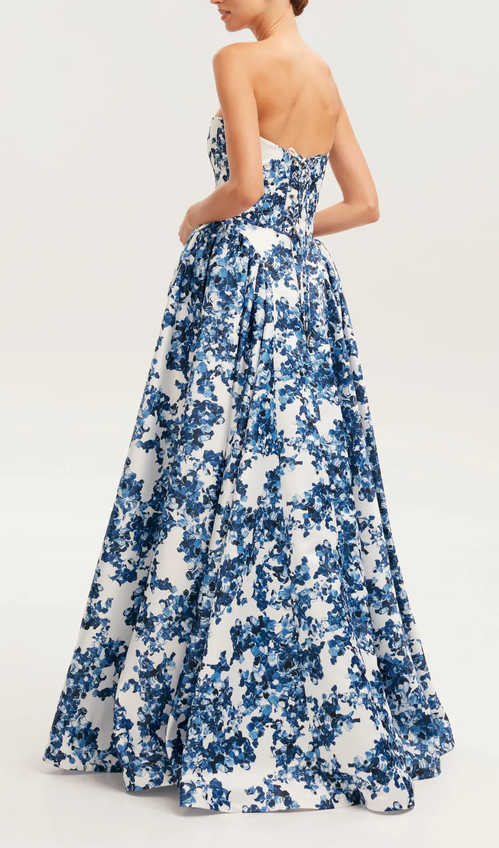 LETITIA BLUE HYDRANGEA STRAPLESS MAXI DRESS Gloria Lanvin
